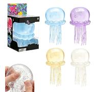 Glitter Jellyfish Stress Relief Toy, Squishy Fidget Toys, Soft Tpr Sensory Toy With Wiggly Tentacles, Portable Anxiety Relief Squeeze Jellyfish Ball for School, Office & Travel for Adults