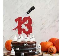 Glitter Killer Happy 13th Birthday Cake Topper, Halloween Zombie Vampire Bloody Friday Birthday Decorations, Happy 13th Birthday/Have A Killer,Horror Movie Party Decorations,Halloween Decorations