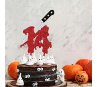 Glitter Killer Happy 14th Birthday Cake Topper, Halloween Zombie Vampire Bloody Friday Birthday Decorations, Happy 14th Birthday/Have A Killer,Horror Movie Party Decorations,Halloween Decorations
