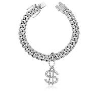 Glitter King White Dog Collar 14mm Cat Puppy Chain Zircon Cuban Link Chain Handmade Iced Out Diamond Silver Dollar Pendant Full Cz Prong Set Pet Jewelry