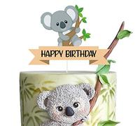 Glitter Koala Happy Birthday Cake Topper, Koala Theme Birthday Cake Decor, Koala Bear Birthday Party, Baby Koala Party, Zoo Jungle Animal Party Supplies