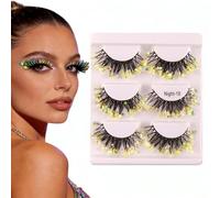 Glitter Lash Strips - 3 Pairs Sparkly Curled False Eyelashes, Dramatic Eye Makeup Supplies for Performance & Stage | Festive Beauty Gift for Girlfriend, Wife, Her, Festival & Club