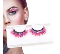 Glitter Lashes - Sparkly 3D Colored Lashes, Shimmer Sequins Decorative Strips | Dramatic Christmas with radiant festive scenario for holiday eye makeup cosplay props party prom stage performan