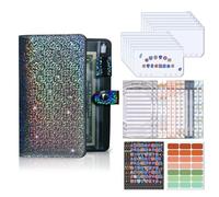 Glitter Leather Budget Binder with 12 Cash Envelopes, 12 Budget Sheets, Label Stickers, for Money Saving Binder Planner Cash Budgeting Notebook