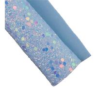 Glitter Leather Sheets Shiny Hexagonal Chunky Glitter Fabric Leather with Soft Elastic Cloth Backing for Decoration Craft Sewing Bows(Color-03,50x120cm)