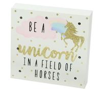 Glitter LED Light Up Unicorn Block Wall Plaque Art ~ Be A Unicorn