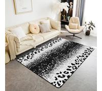 Glitter Leopard Area Rug 150x200cm Black Silver Shiny Glitter Rugs for Living Room Bedroom for Kids Ombre (Not Glitter) Decor Rug Kids Toddler Glitter Silver Fashion Indoor Floor Mat Durable