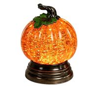Glitter Lighted Pumpkin Snow Globe, Halloween Snow Globe Decor with Warm Orange LED Glow, Fall Snows Globes with Shimmering Glitter Water Globes Pumpkin, Thanksgiving Centerpiece, Seasonal Gift