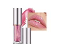 Glitter Lip Gloss, Sparkling Iridescent Lip Gloss Moisturizing Hydrating Shimmer Lip Oil, Long Lasting Glitter Pink Liquid Lipstick Holographic lip Makeup