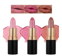 Glitter Lipstick for Women, 3pcs Sparkling Lipstick for Women,Light Pink Moisture Tinted Lip Balm, Waterproof Shimmer Lipgloss, Long Lasting Glossy Lip Stick Lip Stain,Velvety Smooth,Highly Pigment