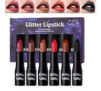 Glitter Lipstick, Transfer-Proof Lip Gloss, Wonderful Present, Smudge-Proof Waterproof Formula, Long-Lasting Shimmer Finish for Women, Travel, Commuting, Parties, Wedding, Dating