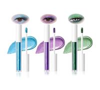 Glitter Liquid Eyeshadow Set - 3-Piece Vibrant Metallic Blue Purple Green Long-Lasting Quick-Dry Waterproof Smudge-Proof Sparkling Formula For Festive Party Special Event Bold Makeup Looks