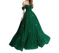 Glitter Long Princess Dress for Women Elegant Wedding Guest Gowns for Formal Evening Party YIAX186 Dark Green UK24