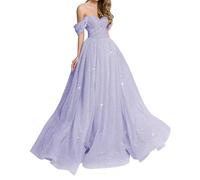 Glitter Long Princess Dress for Women Elegant Wedding Guest Gowns for Formal Evening Party YIAX186 Lavender UK26