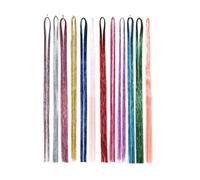 Glitter Long Tinsel Hair Extension With Tool, 12 colors Kit, Festive Add-ons for Girl Accessories