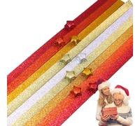 Glitter Lucky Star Paper Strips | 520 Sheets Luminous Glitter Paper with Gradient Star Paper Strips, Creative Folding Paper for Art, School, Teaching Supplies