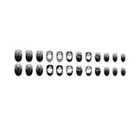 Glitter Manicure Tips Halloween Black Gray Gradient, ABS Stick-on Fake Nails with Web Bat Art for Fast Holiday Look Set and Night Out False Tips Artificial Stick on Manicure Eerie Gothic Holiday Look