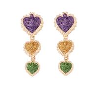 Glitter Mardi Gras Dangle Earrings for Women Sparkle Rhinestone Crown Letter MARDI GRAS Love Heart Mask Drop Earrings Carnival Celebration Jewelry Gift, Zinc, No Gemstone