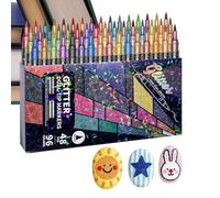 Glitter Markers - 14.8 x 1.2 cm Double Tip Contour Pens Set | Shimmering Coloured Pencils with Quick Drying DIY Crafts Greeting Cards | Scrapbooking, Painting, Drawing, School Office