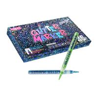 Glitter Markers - Create Sparkling DIY Crafts & Sparkling Art | Quick-Drying Smudge-Proof Ink | 12 Piece Multi-Colour + 0.7mm Fine Tip, Water-Based Non-Bleed Pigment - For Greeting Cards & Journaling