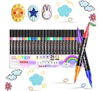 Glitter Markers, Double Tip Shimmer Drawing Pen - Metal Glitter Markers,for Journal Notebook Handcrafts Classroom School Home Office Teachers Students