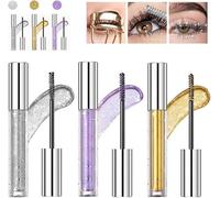 Glitter Mascara Diamond Glitter Mascara Shimmer Colored Mascara Waterproof Long Lasting Silver Mascara Party Wedding Music Festival Eyes Makeup
