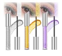 Glitter Mascara Set - Waterproof Long-Lasting Sparkling Diamond Eyelash Makeup Kit in Gold, Silver, and Purple for Parties, Christmas - 3Pcs