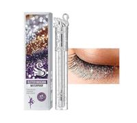 Glitter Mascara, Silver Waterproof Lashes, Diamond Sparkle Mascara for Shiny Slender Curled Lashes, Zero Clumps Longlasting Smudgeproof Shimmer Eye Make-Up For Women