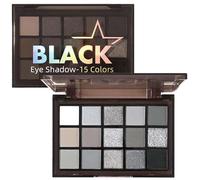 Glitter & Matte Black Eyeshadow Palette - 15 Shades Smokey, Silver, Gray & White - Highly Pigmented, Long-Lasting Makeup Kit for Women - Perfect for Day & Night Looks