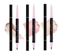 Glitter Matte Eyeliner Lying Silkworm Pen,Dual-ended Under-eye Pencil,3D Shaping Duo Lying Silkworm Gel Eyeliner,Liquid Contour Liner Eye Brightener Stick 2in1,Long Lasting Waterproof Eyeliner Pen(3)