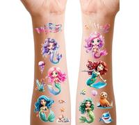 Glitter Mermaid Temporary Tattoos for Kids, 12 sheets Transfer Tattoo for Girls Party Bag Fillers Supplies, School Rewards