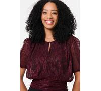 Glitter Mesh Ruched Semi Sheer Crop Top Izabel London Pink 18