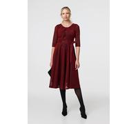 Glitter Mesh Twist Front Midi Dress Izabel London Red 16