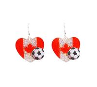 Glitter Mexico USA Flag Soccer Dangle Earrings Creative Heart-shaped Maple Leaf Flag Sports Earrings for Women Men Game Day Patriotic Soccer Fan Jewelry 2026, Zinc, No Gemstone