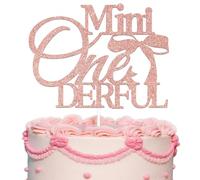 Glitter Mini Onederful Cake Topper,Bow Themed Happy 1st Birthday Cake Decor,Isn't She Onederful,Baby Girl 1st Birthday Party Decoration Supplies Rose Gold