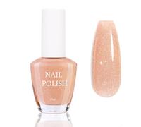Glitter Nail Art Varnish - Shimmer Nude Nail Polish - Long Lasting Glossy Manicure DIY Gift - No Cure Needed