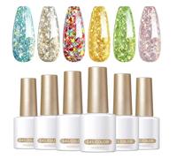 Glitter Nail Polish | 6-Color Nail Manicure Kit UV LED Soak Off Glossy Finish 7ml,Long Lasting Sparkly Gel Polish, Hand Health Care Set For Wedding