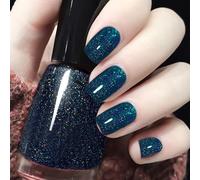 Glitter Nail Polish, Dark Blue Nail Varnish, Diamond glitter Quick Dry nail polish No UV Lamp Curing, Non-Toxic, Long Lasting, Chip Resistant, Quick Drying, navy nail vanish polish (20#)