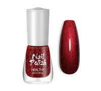 Glitter Nail Polish - Dark Red Nail Varnish - Quick Dry Wine Red Diamond Shimmer Nail Polish - High Glossy Long Lasting Chip Resistant Nail Varnish for Women DIY Home Salon Nail Art Manicure 8ml
