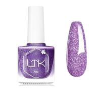 Glitter Nail Polish - Flash Purple Nail Varnish - Shimmering Quick drying Nail Paint - Summer Color Purple Nail Polish No Need Cure 7 Days Long Lasting