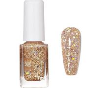 Glitter Nail Polish - Gold Glitter Nail Polish, Sparkly Gold Holographic Varnish with Sequins, Quick Dry & Long Lasting, No Need Cure Nails Art Paint