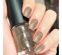 Glitter Nail Polish, Gold Nail Varnish, Shimmer Sparkly Metallic Nail Glitter, Quick Dry Long Lasting French Holographic No UV Needed Nail Varnish, Nail Art Manicure for Women DIY Nail Art