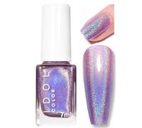 Glitter Nail Polish, Holographic Purple Nail Polish, Quick Dry Shimmer Chrome Nail Varnish, Magic Colour Change Iridescent Nail Art Varnish, No Need Lamp Cure (Purple)
