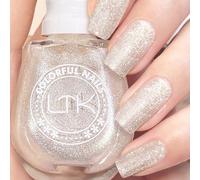 Glitter Nail Polish, Mily White Nail Varnish, Diamond glitter Quick Dry nail polish No UV Lamp Curing, Long Lasting, Chip Resistant, Non-Toxic, Quick Drying Salon & Home Manicu (33#Milky Way)