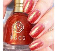 Glitter Nail Polish, Nude Nail Varnish, Diamond Glow Bell Shape Quick Drying Nail Polish, Long Lasting, Bright Colours, Non-Toxic, No UV Lamps Needed, Nail Gel For Women (07#Orange)
