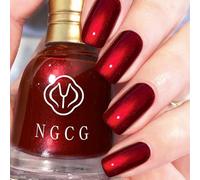 Glitter Nail Polish, Nude Nail Varnish, Diamond Glow Bell Shape Quick Drying Nail Polish, Long Lasting, Bright Colours, Non-Toxic, No UV Lamps Needed, Nail Gel For Women (27#Red)