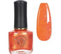 Glitter Nail Polish, Orange Pearl Nail Polish, Shimmer Holographic Mermaid, Shine Pearlescent Fast Dry Nail Art Gifts for Women, Glimmer Nail Art Varnish All Seasons, No Bake Breathable, 10ml