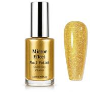 Glitter Nail Polish - Quick Dry Glitter Gold Nail Varnish - Shimmer Chrome Diamond High Glossy Shiny Nail Polish - Long-Lasting No Need UV Cure No Chip Reflective Nail Paint for Women DIY Nail Art12ml