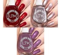 Glitter Nail Polish, Red Nail Varnish, Holographic Quick Dry Nail Polish No UV Lamp Curing, Long Lasting, Chip Resistant, Non-Toxic, Quick Drying, Salon Manicure, At Home Manicure for Women (SAT A)