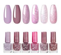 Glitter Nail Polish Set - 6PC Purple - Quick Dry & Long Lasting - Oil-Based Formula for DIY Nail Art